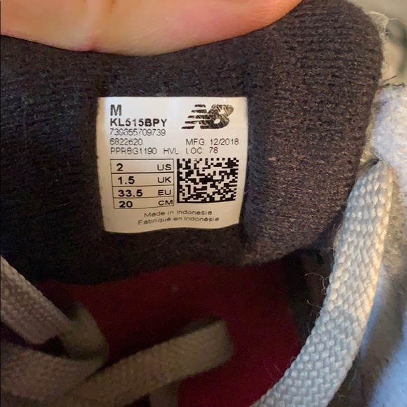 Kids New Balance 515’s size 2 black/gray/pink - Picture 5 of 6